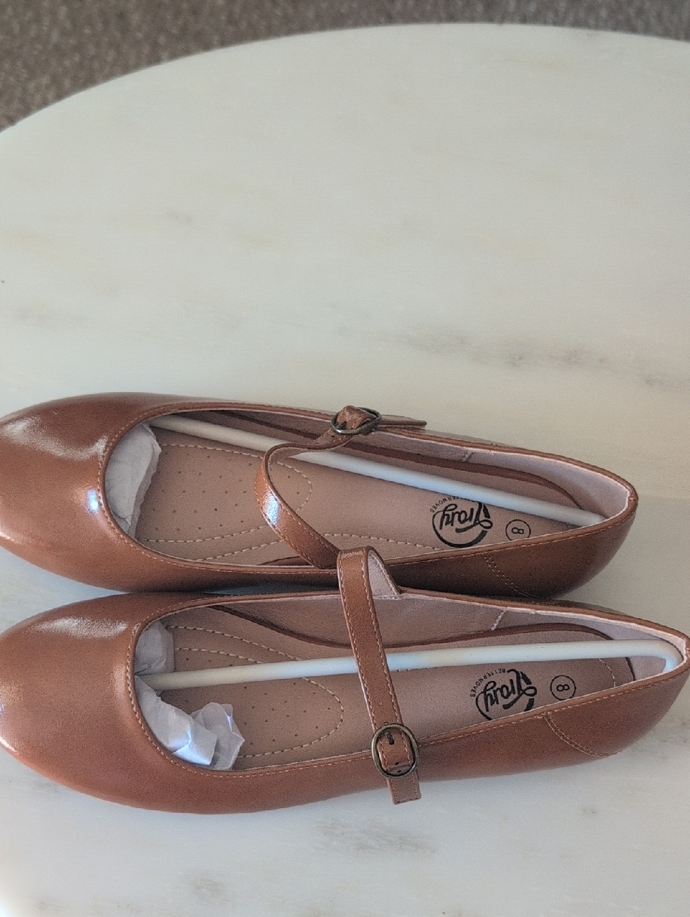 Trary Women's Tan Mary Jane Flats